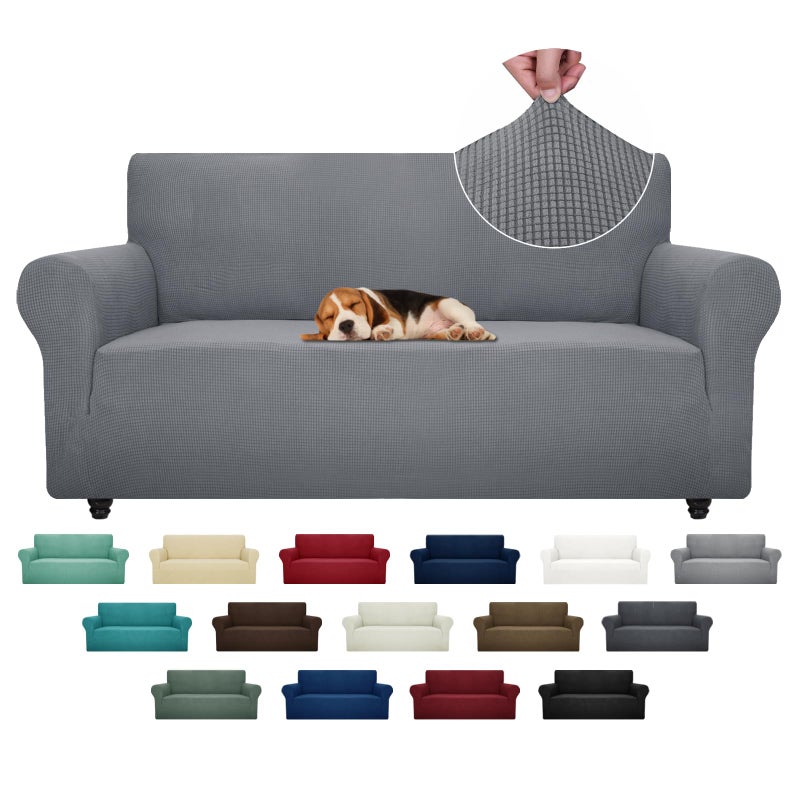ZNSAYOTX Super Stretch Couch Cover (72"-92") Universal Sofa Covers with Elastic Bottom, Dog Cat Pets Friendly Washable Furniture Protector Fitted Sofa Slipcovers Stay in Place (Light Grey, Sofa) - Image 1